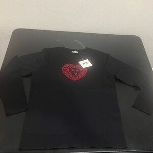 Black Long Sleeve Shirt with Red Graphic
